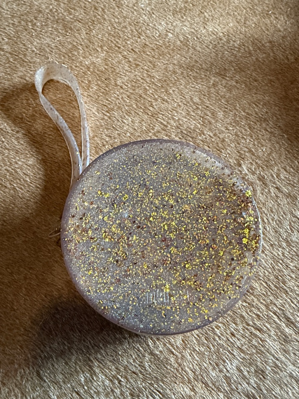 Mini Melissa Glitter Resin Round Wristlet Pouch - Gold Speckle
